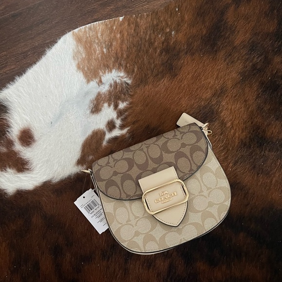 Coach Morgan Saddle Bag In Blocked Signature Canvas - Picture 7 of 8